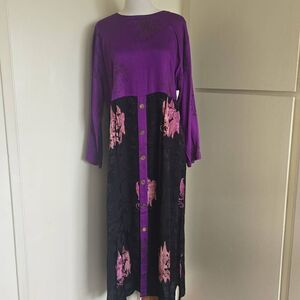 Kusnadi Wearable Art Dress/Tunic, Purple, Blk, Ethnic Prt, Tribal,Boho, NWT, L